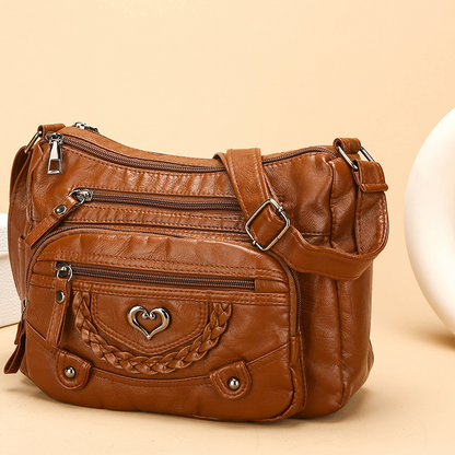 👜50% RABATT! ✨Korsväska i mjukt PU-läder med flera fickor för dam