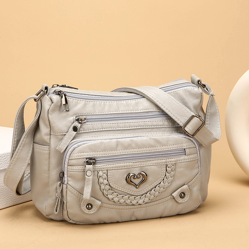 👜50% RABATT! ✨Korsväska i mjukt PU-läder med flera fickor för dam