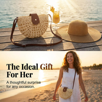 👜 50% RABATT NU! 🌿 Vävd Korsryggsäck för Kvinnor – Bohemisk Chic & Lättviktig – Rymlig Inredning & Justerbar Rem – Perfekt för Strand & Resor 🏖️