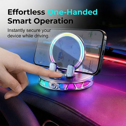📱 RGB-montering för biltelefon ✅ Automatisk fastspänning och trådlös laddning | Säker enhandskörning 🚗