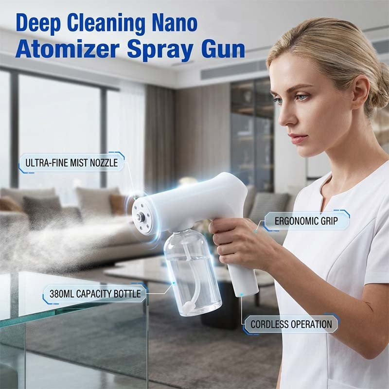 🦠 50% RABATT NU! 🚫 Sladdlös nano-atomizer – beröringsfri desinfektion, blått ljus – för hem, kontor och bil 🏠