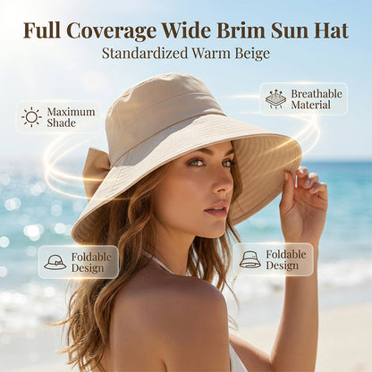 🥳SOMMARREA🥳💞50 000+ SÅLDA!💥50% RABATT! 🔥 Solhatt med rosett och bred brätte för dam ☀️ UV-skyddande sommarhatt för strand 🌴