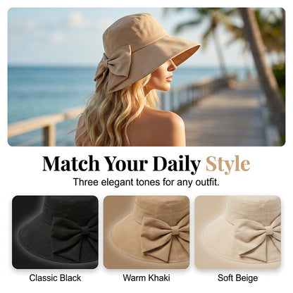 🥳SOMMARREA🥳💞50 000+ SÅLDA!💥50% RABATT! 🔥 Solhatt med rosett och bred brätte för dam ☀️ UV-skyddande sommarhatt för strand 🌴