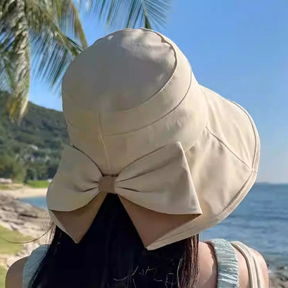🥳SOMMARREA🥳💞50 000+ SÅLDA!💥50% RABATT! 🔥 Solhatt med rosett och bred brätte för dam ☀️ UV-skyddande sommarhatt för strand 🌴