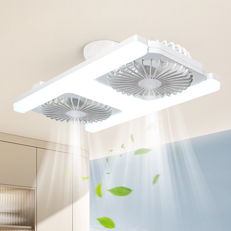 📢📢Fri frakt⏰Takfläkt med dubbla huvuden och LED-ljus – Modern design med fjärrkontroll för vardagsrum och sovrum