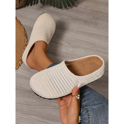 🎁2026 Nyheter 50% RABATT💥Dam Andningsbara Stickade Slip-On Mules – Lätta och vadderade – Enkla att ta på och av, perfekta för vardagliga dagar eller snabba ärenden – luftiga och bekväma 🌸