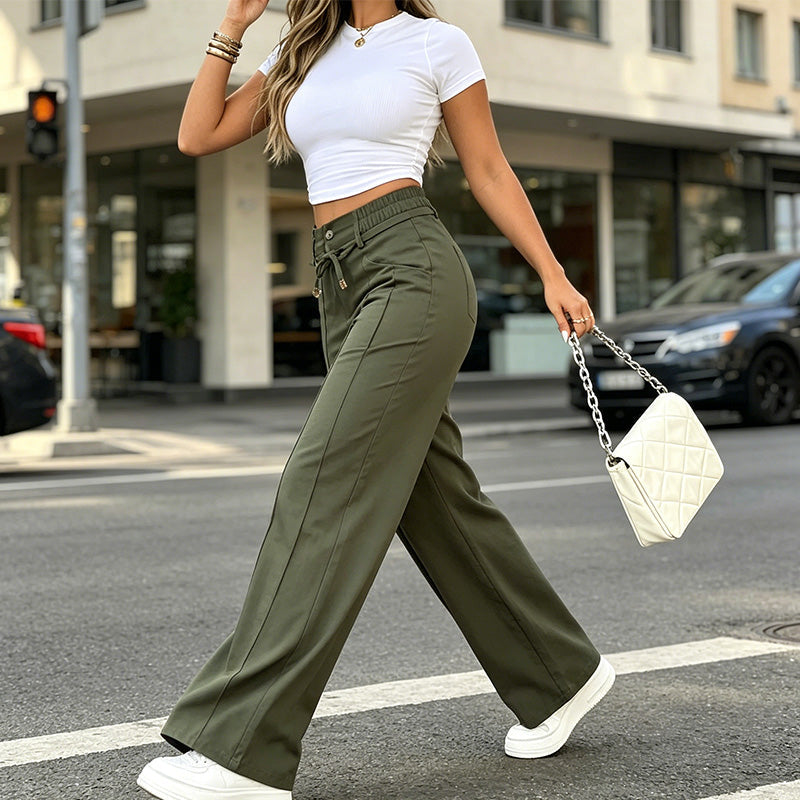 👖 TIDSBEGRÄNSAT 50% RABATT! 💥 Dambyxor med hög midja och raka ben – framsöm, elastisk bak, mångsidiga ✨✨3% rabattkod: NOR3