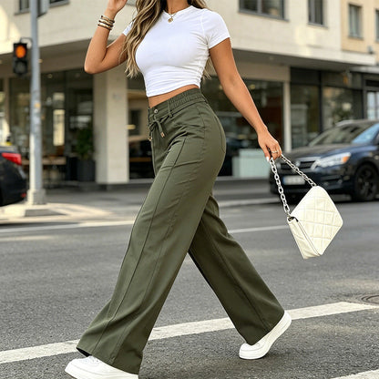 👖 TIDSBEGRÄNSAT 50% RABATT! 💥 Dambyxor med hög midja och raka ben – framsöm, elastisk bak, mångsidiga ✨✨3% rabattkod: NOR3