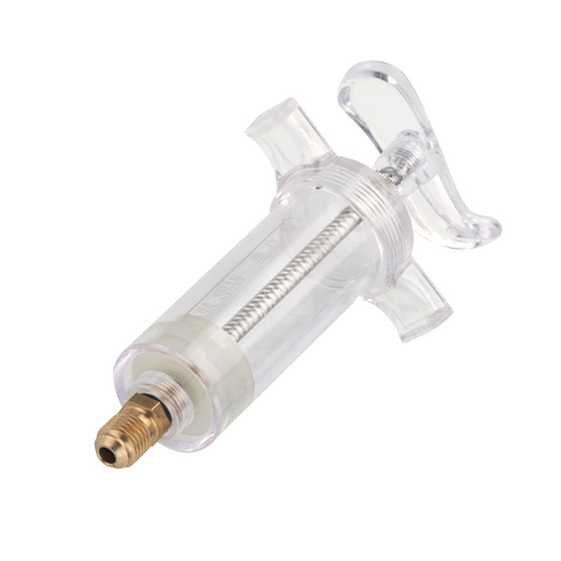 📢📢40% RABATT!! ⏰Färg- och oljeinjektor för luftkonditionering – Premium högresistent mässing, 2500 PSI-slang, R134a-snabbkoppling, graderad transparent kropp · 230g ✨