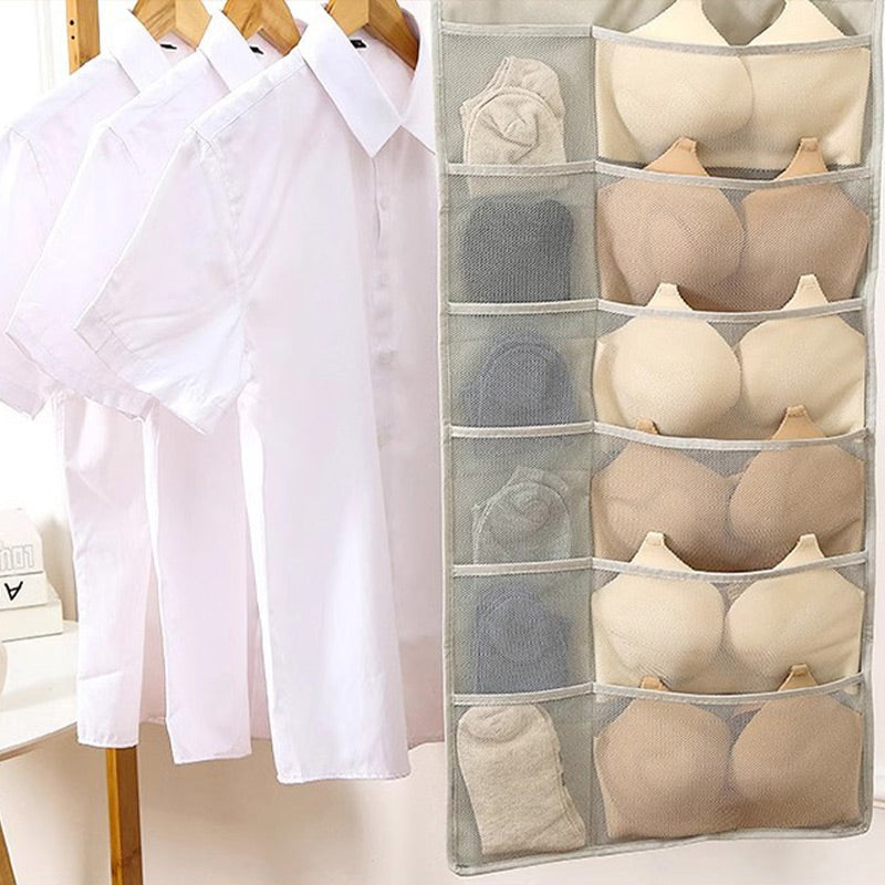 🧦 TIDBEGRÄNSAD 50% RABATT! ✨ Dubbelsidig förvaring av underkläder – Transparent nät, roterbar krok, platsbesparande 👙