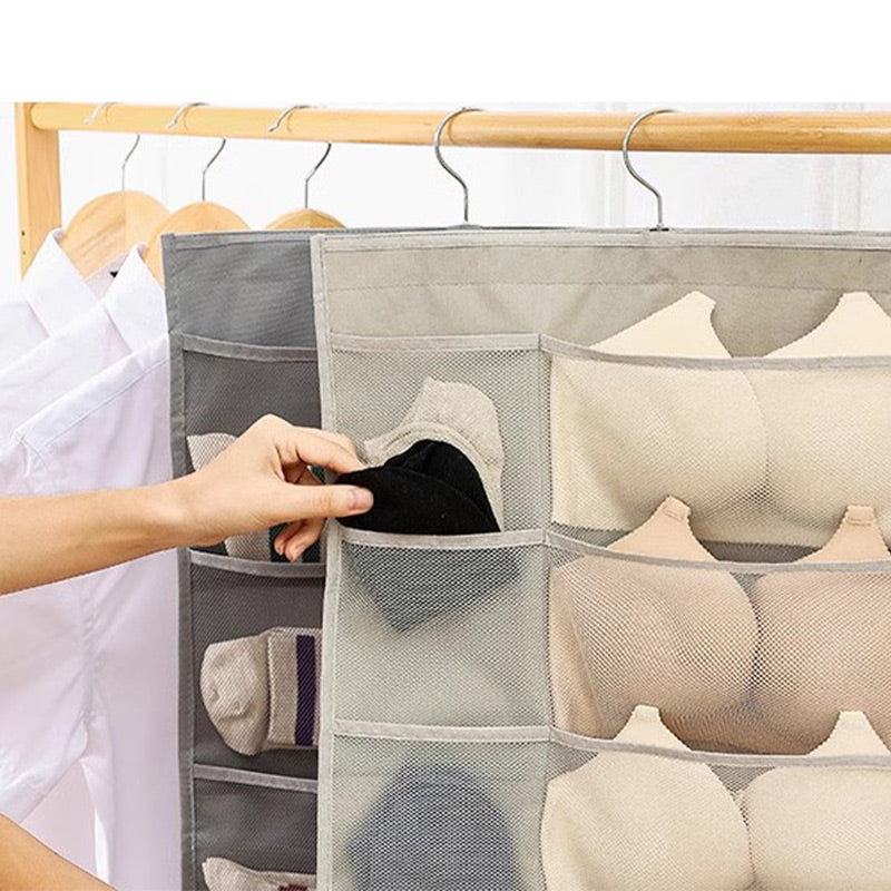 🧦 TIDBEGRÄNSAD 50% RABATT! ✨ Dubbelsidig förvaring av underkläder – Transparent nät, roterbar krok, platsbesparande 👙