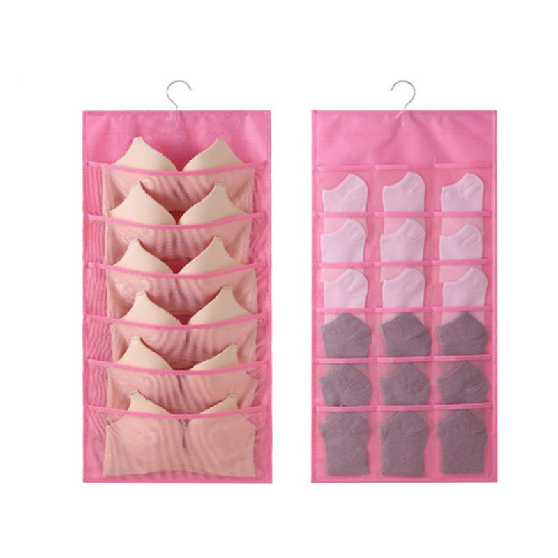 🧦 TIDBEGRÄNSAD 50% RABATT! ✨ Dubbelsidig förvaring av underkläder – Transparent nät, roterbar krok, platsbesparande 👙