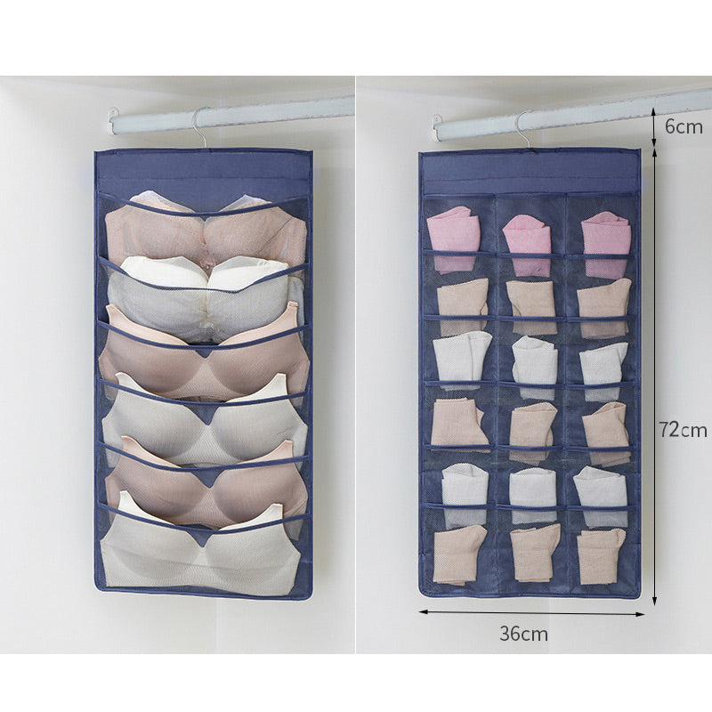 🧦 TIDBEGRÄNSAD 50% RABATT! ✨ Dubbelsidig förvaring av underkläder – Transparent nät, roterbar krok, platsbesparande 👙