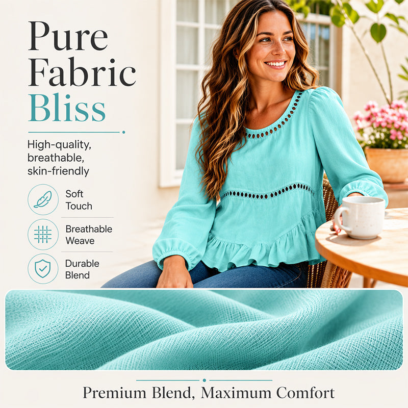 Casualblus med puffärmar för damer – Jisooonly