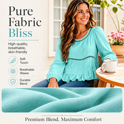 Casualblus med puffärmar för damer – Jisooonly