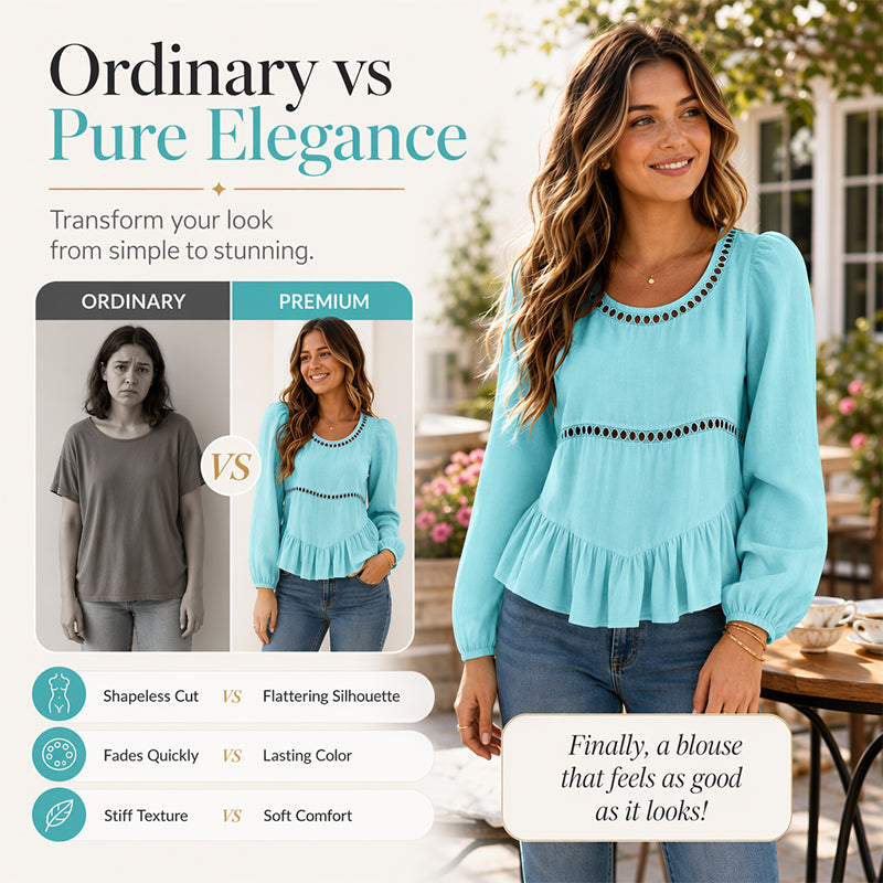Casualblus med puffärmar för damer – Jisooonly