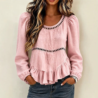 Casualblus med puffärmar för damer – Jisooonly