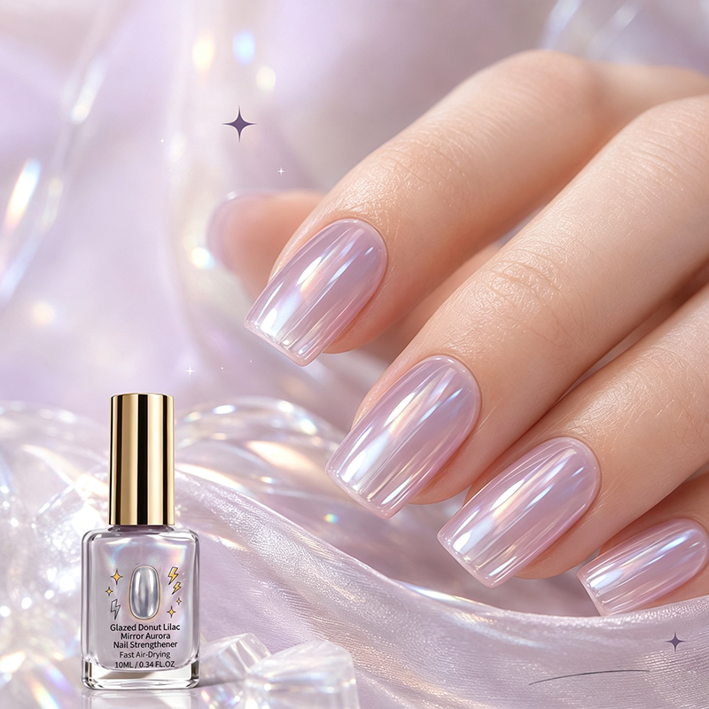 📢📢 Köp 2, få 1 gratis! 💅 Nagelförstärkare med spegeleffekt klar lila – 10 ml – Aurora frostad finish & snabbtorkande i luften för stärkta naglar ✨✨3% rabattkod: NOR3