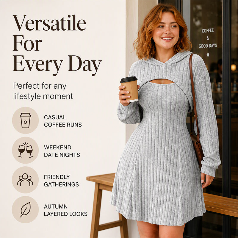 ⏰🍂Höstens Early Bird-rea – Kvinnors 2-delad ribbstickad outfit✨3% rabattkod: NOR3