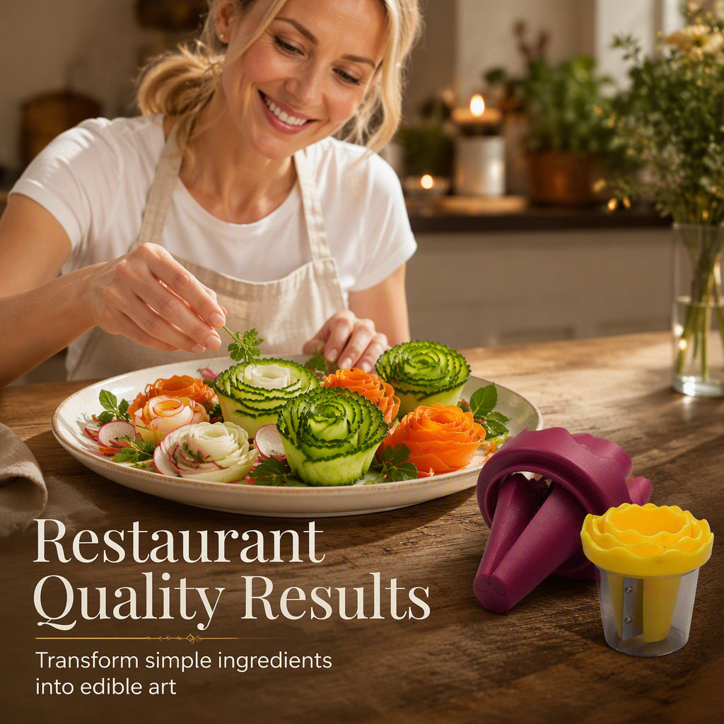 🥕✨ Manuell grönsaksspiraliserare och rullare för rosblomstersnideri – Förvandla morötter till restaurangrosor på 60 sekunder! 🌹🍽️