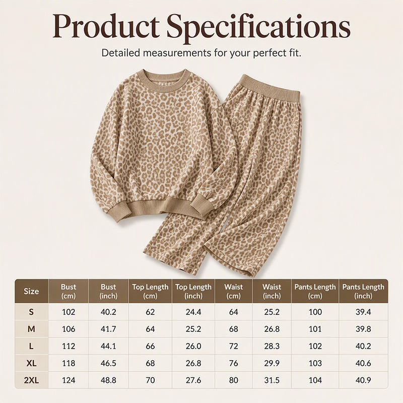 🌸Rea💖Damernas Leopardtryck Sweatshirt & Vida Byxor Set