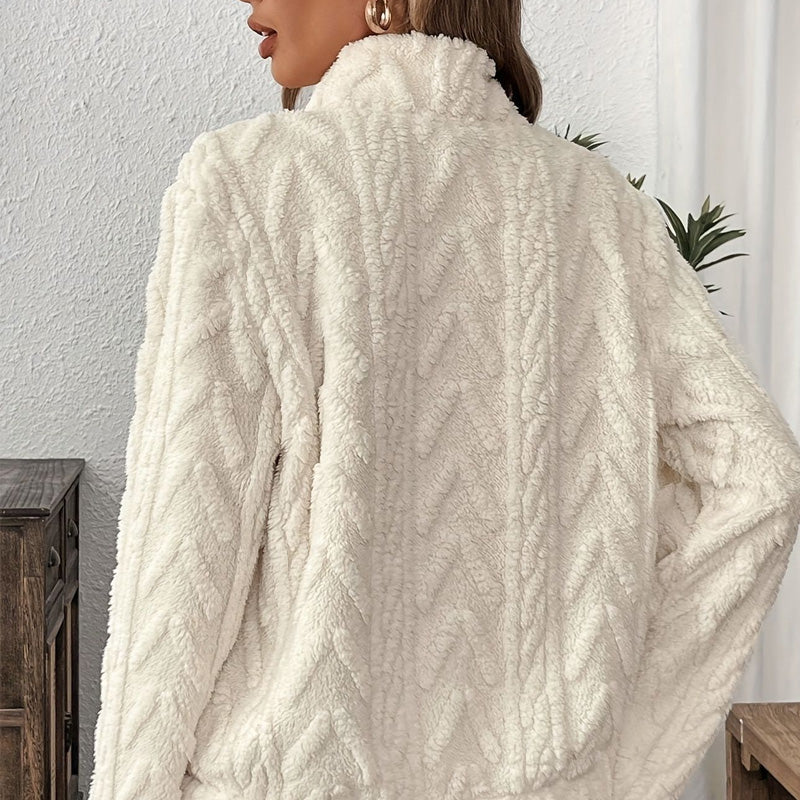Halvzipad fuzzy-sweatshirt 🍂 | Molnmjuk + rymliga fickor – Bekväm vardag/lounge✨Köp valfria 2 och få extra 8% rabatt