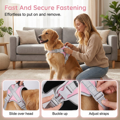 🛡️ Rymningssäker hundsele med tophandtag – justerbar no-pull väst med 1.5M reflekterande remmar