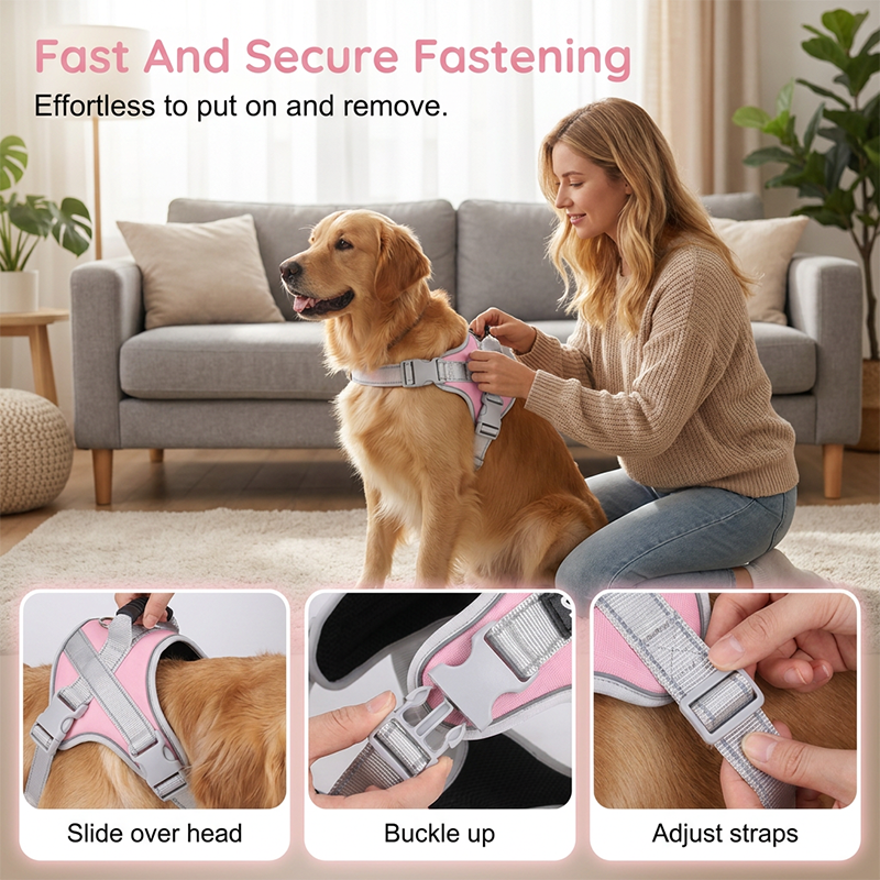 🛡️ Rymningssäker hundsele med tophandtag – justerbar no-pull väst med 1.5M reflekterande remmar