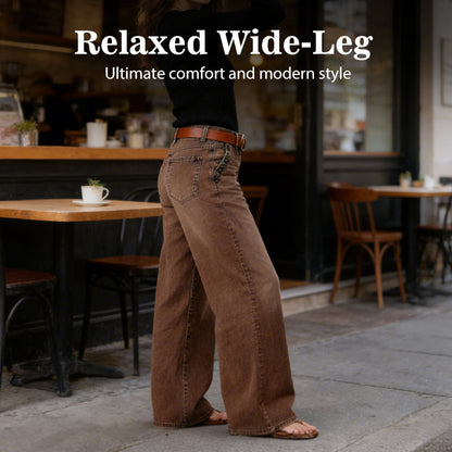 Högmidjade vida jeans med knappdetalj✨Fri frakt