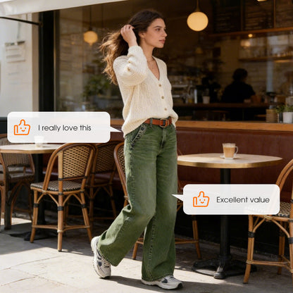 Högmidjade vida jeans med knappdetalj✨Fri frakt