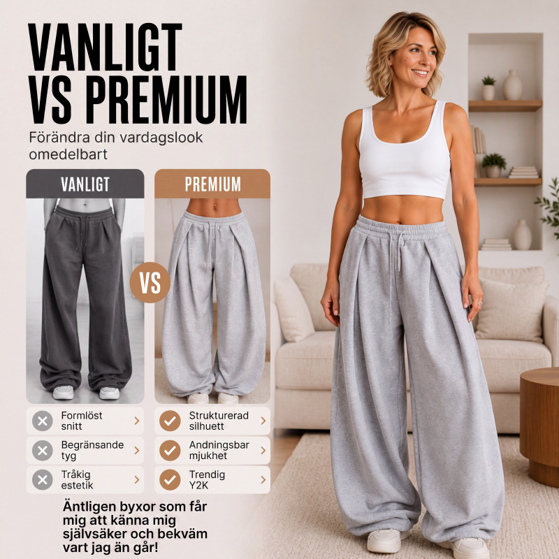 👖Damiga lediga bylsiga mjukisbyxor med vida ben✨3% rabattkod: NOR3