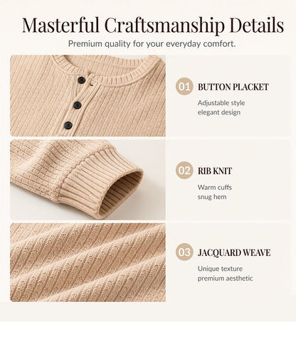 💃2026 Höstnyhet 50% RABATT💥🔥50% RABATT! Damernas Casual Våffelstickade Sweatshirt