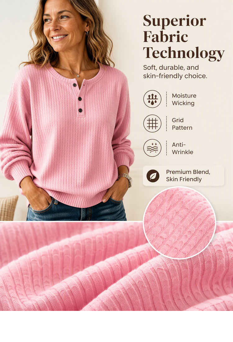 💃2026 Höstnyhet 50% RABATT💥🔥50% RABATT! Damernas Casual Våffelstickade Sweatshirt