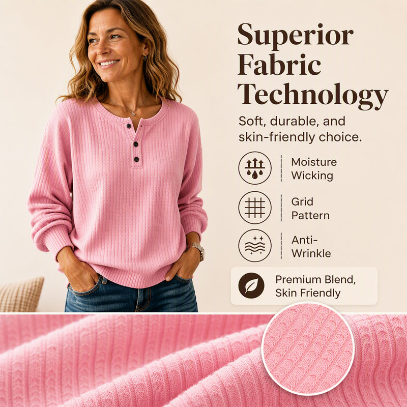 💃2026 Höstnyhet 50% RABATT💥🔥50% RABATT! Damernas Casual Våffelstickade Sweatshirt