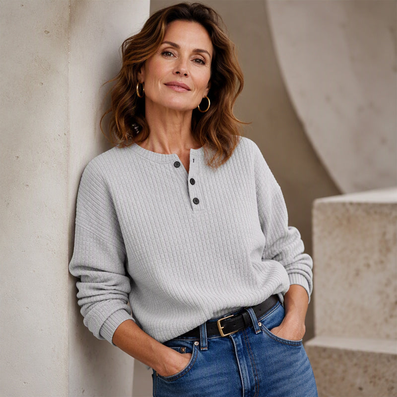 💃2026 Höstnyhet 50% RABATT💥🔥50% RABATT! Damernas Casual Våffelstickade Sweatshirt