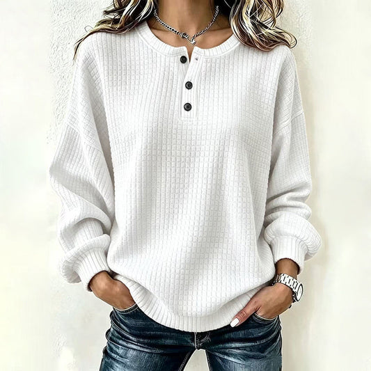 💃2026 Höstnyhet 50% RABATT💥🔥50% RABATT! Damernas Casual Våffelstickade Sweatshirt