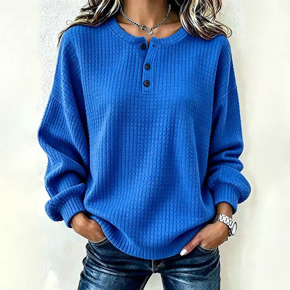 💃2026 Höstnyhet 50% RABATT💥🔥50% RABATT! Damernas Casual Våffelstickade Sweatshirt