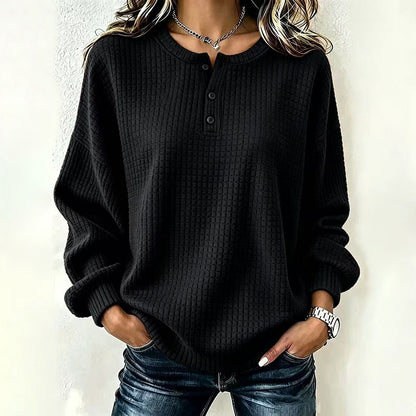 💃2026 Höstnyhet 50% RABATT💥🔥50% RABATT! Damernas Casual Våffelstickade Sweatshirt