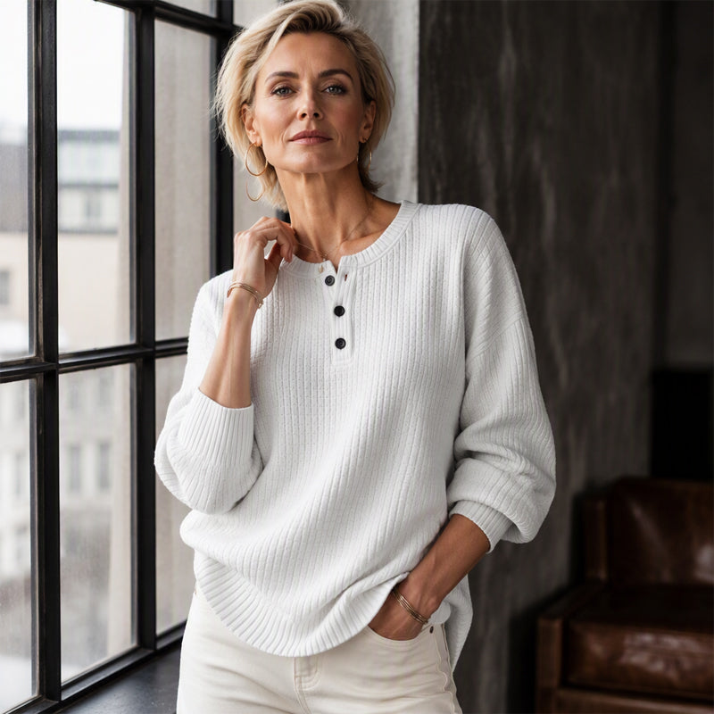 💃2026 Höstnyhet 50% RABATT💥🔥50% RABATT! Damernas Casual Våffelstickade Sweatshirt