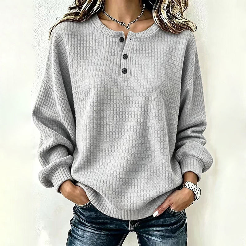 💃2026 Höstnyhet 50% RABATT💥🔥50% RABATT! Damernas Casual Våffelstickade Sweatshirt