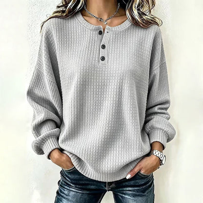 💃2026 Höstnyhet 50% RABATT💥🔥50% RABATT! Damernas Casual Våffelstickade Sweatshirt