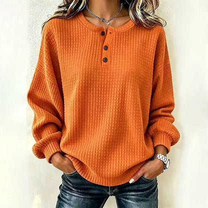 💃2026 Höstnyhet 50% RABATT💥🔥50% RABATT! Damernas Casual Våffelstickade Sweatshirt