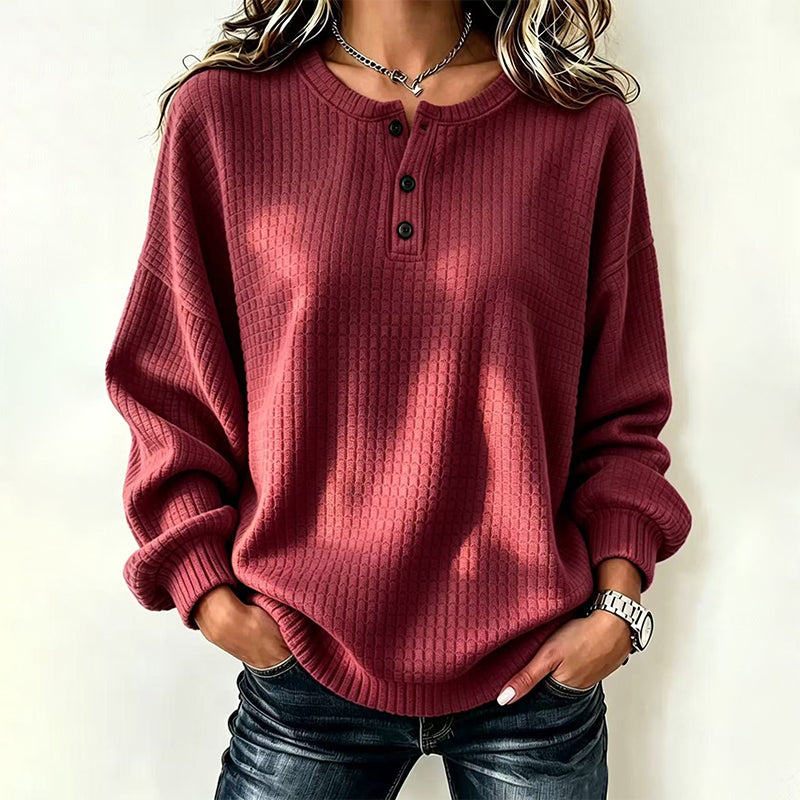 💃2026 Höstnyhet 50% RABATT💥🔥50% RABATT! Damernas Casual Våffelstickade Sweatshirt