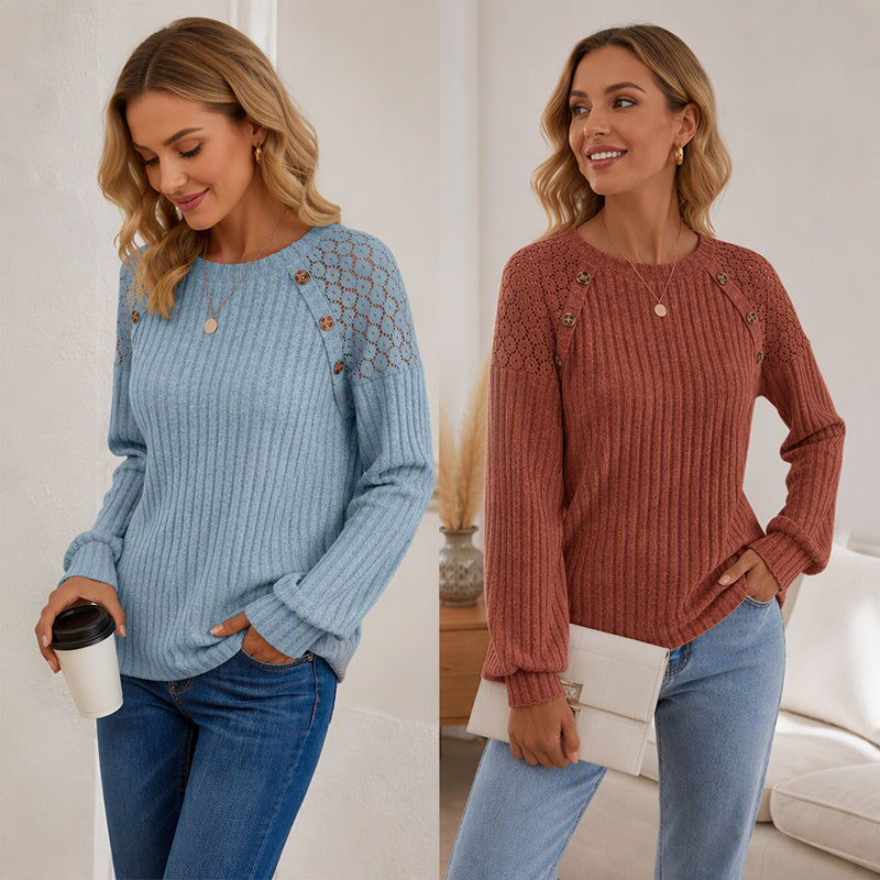 🔥Damernas casual ribbstickade långärmade topp✨3% rabattkod: NOR3
