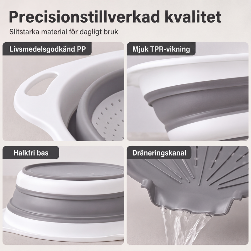 📢📢3% rabattkod: NOR3 ⏰ 3-delat ihopfällbart durkslagsset med avrinningsbas – utrymmesbesparande kökssilar för frukt, pasta och grönsaker