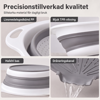 📢📢3% rabattkod: NOR3 ⏰ 3-delat ihopfällbart durkslagsset med avrinningsbas – utrymmesbesparande kökssilar för frukt, pasta och grönsaker