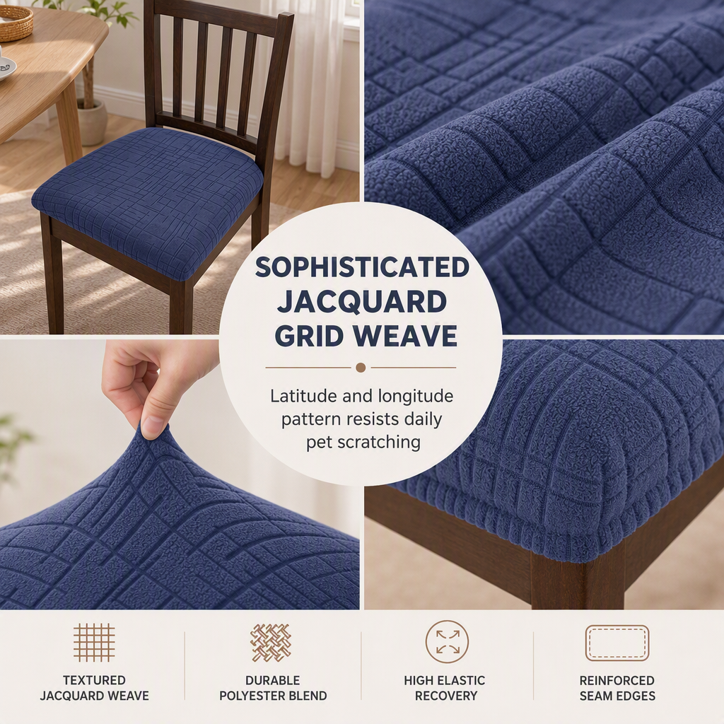 🎁 Köp 1 få 1 gratis! 🪑 Elastiskt sittöverdrag för matstol – bandlöst elastiskt överdrag med elegant strukturerat mönster för hem och matrum✨3% rabattkod: NOR3