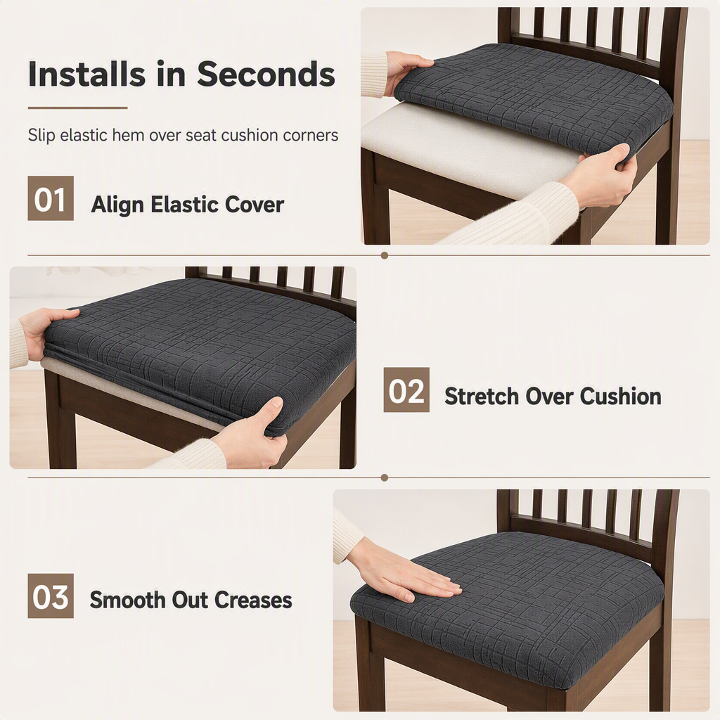 🎁 Köp 1 få 1 gratis! 🪑 Elastiskt sittöverdrag för matstol – bandlöst elastiskt överdrag med elegant strukturerat mönster för hem och matrum✨3% rabattkod: NOR3