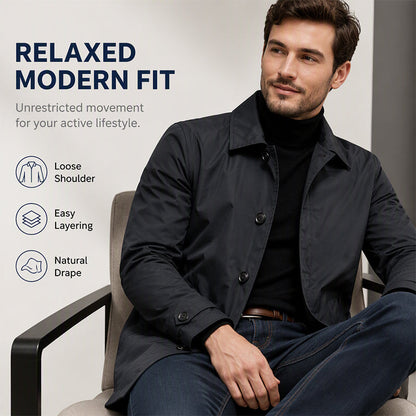 ✨3% rabattkod: NOR3✨Herrars Vattentäta Medellånga Trenchcoat【GRATIS FRAKT】