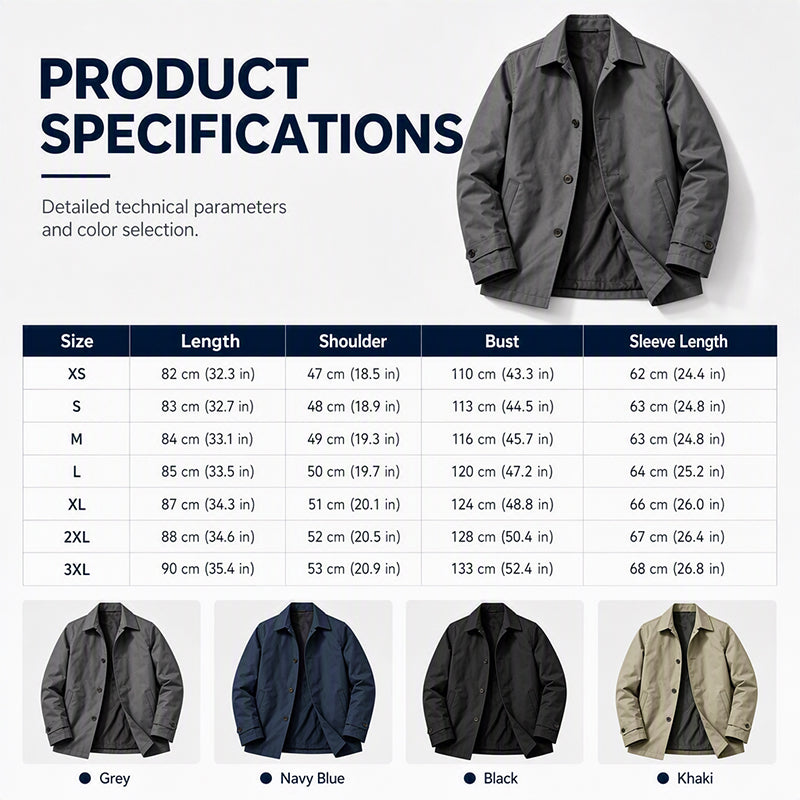 ✨3% rabattkod: NOR3✨Herrars Vattentäta Medellånga Trenchcoat【GRATIS FRAKT】